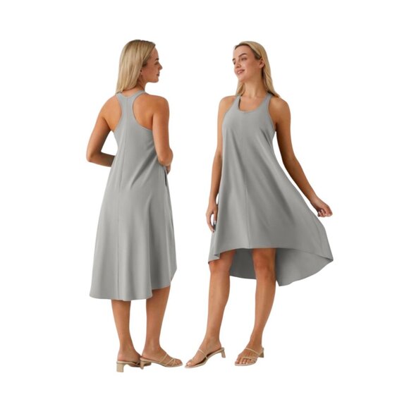 Halara NWT Breezeful Racerback Tank Casual Midi Dress Pockets Sz XL Womens Beige - Picture 2 of 14